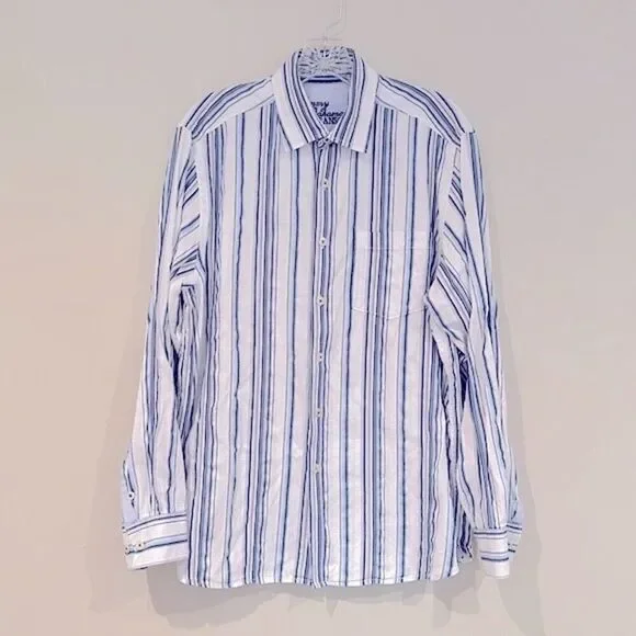 Tommy Bahama Jeans Men's Long Sleeve Cotton Button Down Striped Size‎ Medium - Picture 5 of 6